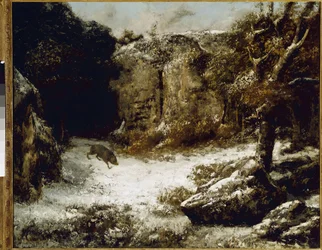 Winterlandschaft mit Wildschweinen