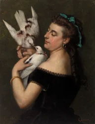 Frau mit Tauben