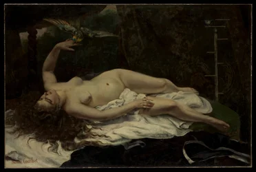 Frau mit Papagei