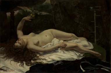 Frau mit einem Papagei, 1866