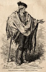 Ein Bauer aus der Region Córdoba. Skizze nach dem Leben von Gustave Doré (1832-1883). Illustration der Reise nach Spanien, 1862, von Charles Davillier und Gustave Doré, in "Le tour du monde, nouveau journal des voyages"