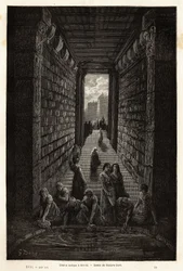 Eine antike Zisterne, noch in Gebrauch, in Merida. Illustration der Reise nach Spanien von Gustave Doré (1832-1883) Illustrator und Baron Ch. Davillier Redakteur, 1862, veröffentlicht in "Le tour du monde, nouveau journal des voyages"