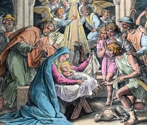 Geburt Christi. Bibelillustration (undatiert) von Gustave Dore (1832 - 1883) im Jahr 1866. Bilddatum: ca. 1890. Carl Simon Archiv