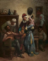 Don Quixote und Sancho Panza werden von Basil und Quiteria unterhalten, 1863