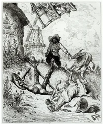 Don Quijote und die Windmühlen, aus 