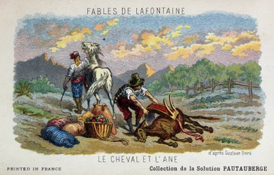 Fabel von La Fontaine: das Pferd und der Esel nach Gustave Doré