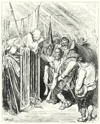 Gustave Dorés Don Quixote: "Seien Sie nicht ungeduldig, O Ritter der traurigen Gestalt, über Ihre Gefangenschaft"