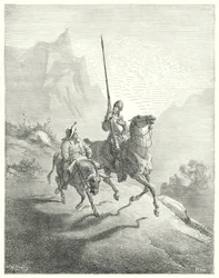 Gustave Dorés Don Quixote: "Es war noch früh am Morgen, zu welcher Zeit die Sonnenstrahlen nicht so störend waren"