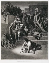 König Herodes befiehlt den Kindermord von Bethlehem, Illustration aus der Doré-Bibel