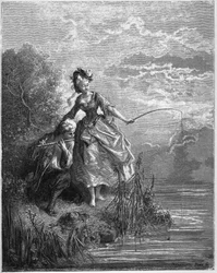 Die Fische und der Hirte, der Flöte spielt - aus "Fabeln" von Jean de La Fontaine
