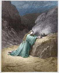 Die reuige Maria Magdalena - Gravur in „Die illustrierte Bibel“ von Gustave Doré (1832-1883) - Gravur aus „Die Doré-Bibel“