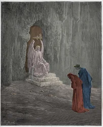 Purgatorio, 9. Gesang: Dante und Vergil an den Toren des Fegefeuers, Illustration aus „Die Göttliche Komödie“ von Dante Alighieri, 1885