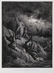 St. Paulus landet auf Malta, Illustration aus der Dore-Bibel