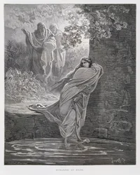 Susanna im Bade (Dan. 13:1-26), Illustration aus der Dore-Bibel