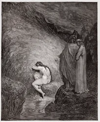 Die Göttliche Komödie, Inferno, Gesang 30: Myrrha, wegen Inzest verurteilt (Illustration von Gustave Doré)