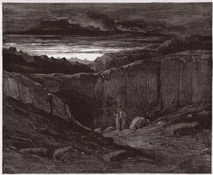 Die Göttliche Komödie (La Divina Commedia), Inferno, Gesang 3: Virgil und Dante an den Toren der Hölle - von Dante Alighieri (1265-1321) - Illustration von Gustave Doré (1832-1883)