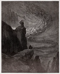 Die Göttliche Komödie, Inferno, Gesang 5: Minos richtet über die Vergehen und schickt die Seelen - von Dante Alighieri (1265-1321) - Illustration von Gustave Doré (1832-1883)