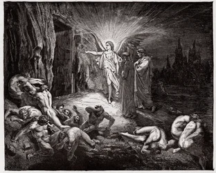 Die Göttliche Komödie (La Divina Commedia, La Divine Comédie), Inferno, 9. Gesang: Der Engel öffnet die Tore - von Dante Alighieri (1265-1321) - Illustration von Gustave Doré (1832-1883)