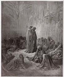 Die Göttliche Komödie, Purgatorio, Gesang 13: Die Seelen der Neidischen - von Dante Alighieri (1265-1321) - Illustration von Gustave Doré (1832-1883)
