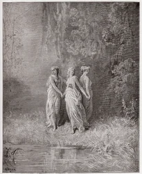 Die Göttliche Komödie (La Divina Commedia), Purgatorio, Gesang 29: Nächstenliebe, Hoffnung und Glaube - von Dante Alighieri (1265-1321) - Illustration von Gustave Doré (1832-1883)