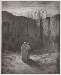 Die Göttliche Komödie (La Divina Commedia), Purgatorio, Gesang 3: Die Gesellschaft der Seelen auf der Klippe - von Dante Alighieri (1265-1321) - Illustration von Gustave Doré (1832-1883)