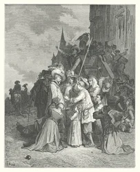 Die Fabeln von La Fontaine: Die Geier und die Tauben (Gravur)