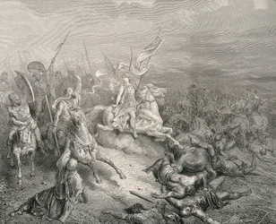 Die Heilige Bibel. 1866. Der Engel der Makkabäer. Gravur