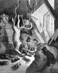 Die Katze und die alte Ratte - in „Fabeln“ von La Fontaine, ill. von Gustave Doré