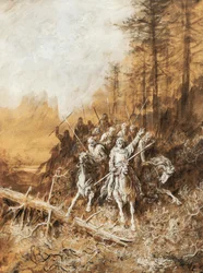 Der Marsch der Ritter, Illustration für die Gedichtreihe Idylls of King