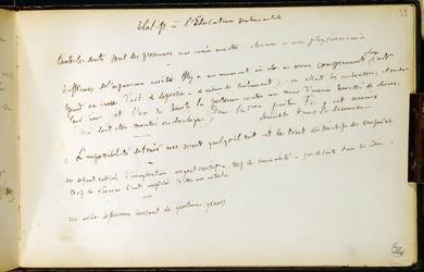 Folio 39 des Arbeitsbuchs Nr. 19 Manuskriptseite von Gustave Flauberts Entwürfen. Pläne für die sentimentale Erziehung. BHVP.