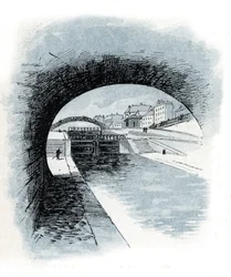 Die Schleusen des Canal Saint-Martin, Paris, aus „La Seine à travers Paris“ von Saint-Juirs