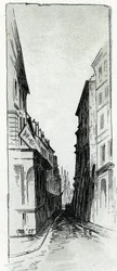 Ansicht des Hotels Colbert in der Nähe des Maubert-Platzes in Paris
