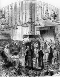 Hochzeit von Prinzessin Stephanie von Belgien (1864-1945) und Erzherzog Rudolf von Österreich (1858-1889) in der Basilika der Augustiner in Wien