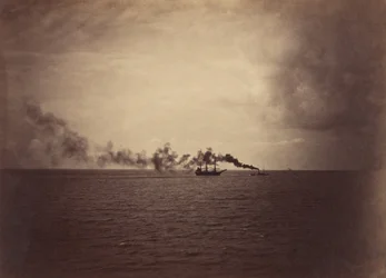 Meereslandschaft mit Segelschiff und Schlepper