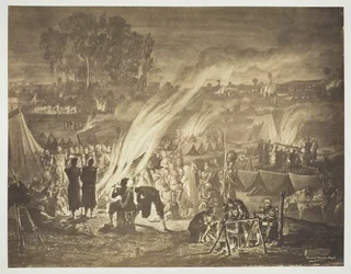 Ohne Titel [Zeichnung eines arabischen Festes, improvisiert von den Zouaven, von Bénédict Masson], 1857