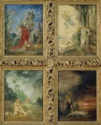 Menschheit: von TtoB, zwei Szenen, die das Silberne Zeitalter darstellen, repräsentiert durch Orpheus; zwei Szenen, die das Eiserne Zeitalter darstellen, repräsentiert durch Kain und Abel (Detail)