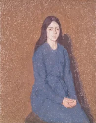 Mädchen in einem blauen Kleid