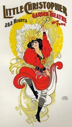 Unterhaltung. Tanz. Cancan-Tänzerin. Plakat von H.A. Thomas für eine Show im Little Christopher Theatre, New York, USA, um 1895
