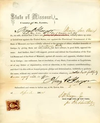 Loyalitätseid von Henry C. Yaeger aus Missouri, County of St. Louis