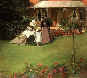 Elegante Damen im Garten
