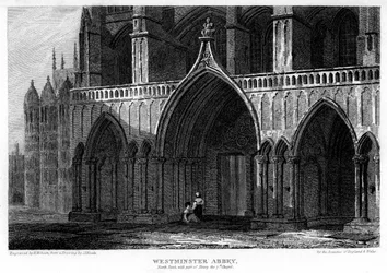 Nordportal mit Teil der Henry VII Kapelle, Westminster Abbey, London, 1815
