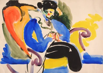 Kalligraphisch #2 Frau auf Stuhl