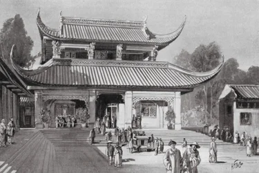 Eine chinesische öffentliche Bibliothek (Lithografie)