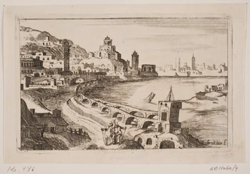 Flussufer mit orientalischer Stadt