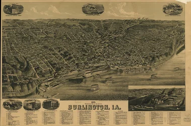 Perspektivkarte der Stadt Burlington, Ia. 1889
