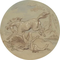 Eines von achtzehn Designs für eine Serie von Platten, die Venus und Adonis illustrieren