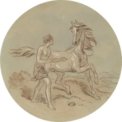 Eines von achtzehn Designs für eine Serie von Platten, die Venus und Adonis illustrieren