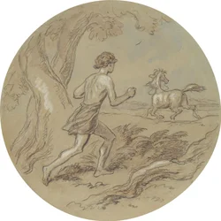 Eines von achtzehn Designs für eine Serie von Platten, die Venus und Adonis illustrieren