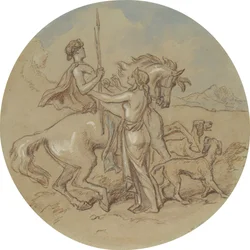 Eines von achtzehn Designs für eine Serie von Platten, die Venus und Adonis illustrieren