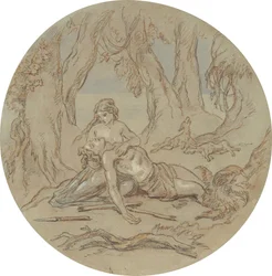 Eine von achtzehn Entwürfen für eine Serie von Platten, die Venus und Adonis illustrieren